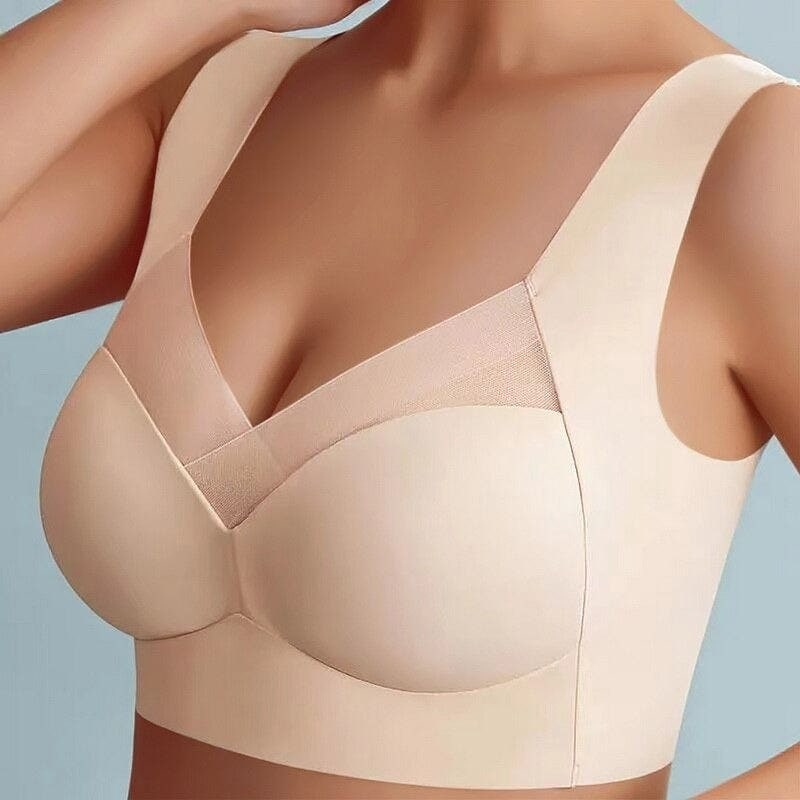 Wireless Comfort Bra Smoothing V-Neck Wide Strap Dusty Blue - Image 10