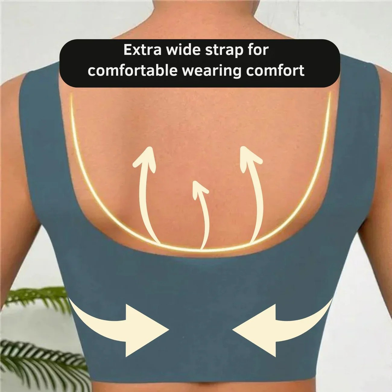 Wireless Comfort Bra Smoothing V-Neck Wide Strap Dusty Blue - Image 3