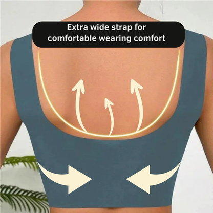Wireless Comfort Bra Smoothing V-Neck Wide Strap Dusty Blue - Image 3