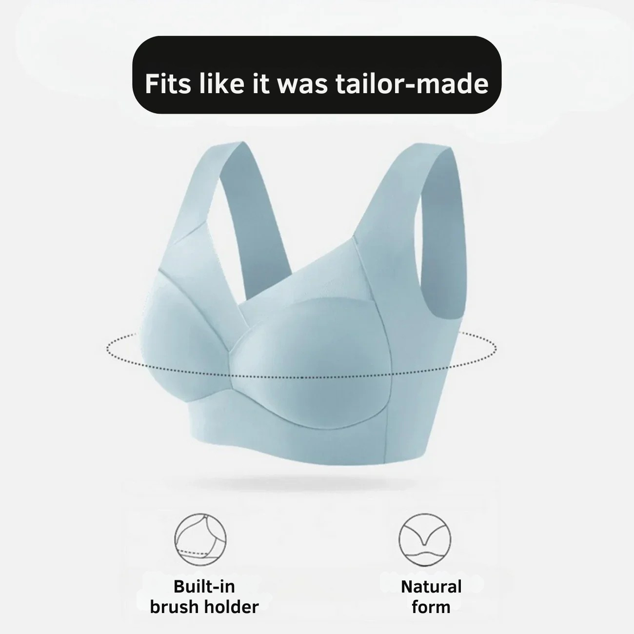Wireless Comfort Bra Smoothing V-Neck Wide Strap Dusty Blue - Image 5