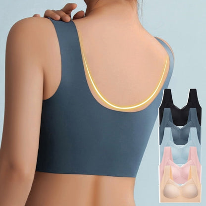 Wireless Comfort Bra Smoothing V-Neck Wide Strap Dusty Blue - Image 6