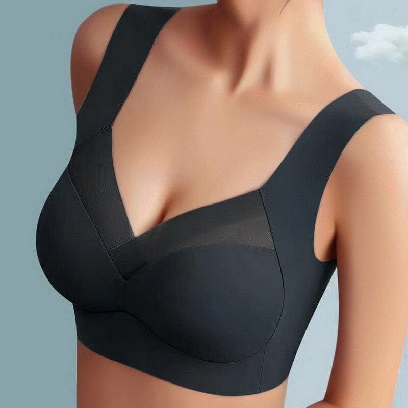 Wireless Comfort Bra Smoothing V-Neck Wide Strap Dusty Blue - Image 8