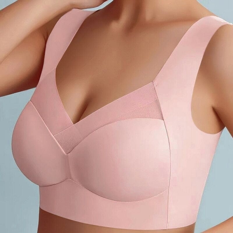 Wireless Comfort Bra Smoothing V-Neck Wide Strap Dusty Blue - Image 9