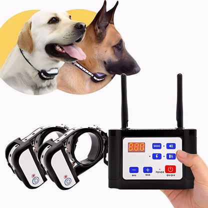 Wireless Dog Fence And Training System Plastic Base Station Waterproof Collars Red Display - Image 3
