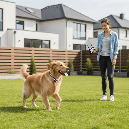 Wireless Dog Fence And Training System Plastic Base Station Waterproof Collars Red Display - Image 5