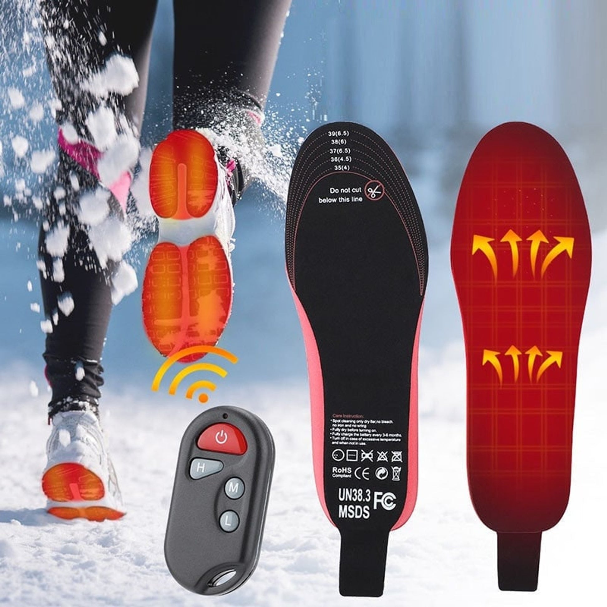 Wireless Heated Shoe Insoles With Remote Control And Arch Support Electric Warm Inserts With USB Charging - Image 2