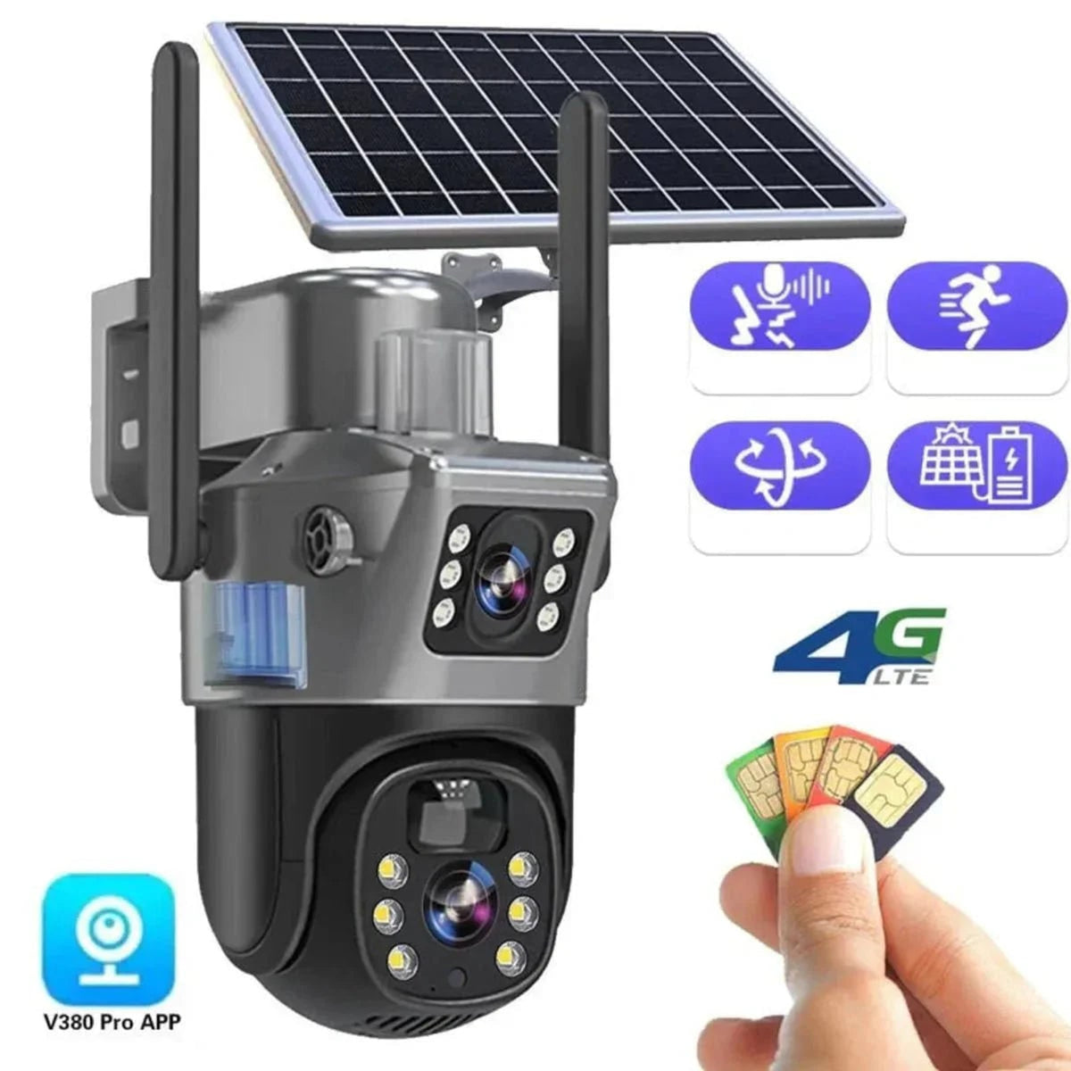 Wireless Security Camera With Solar Panel 4g Or WIFI Connection Intelligent Motion And Human Detection - Image 4