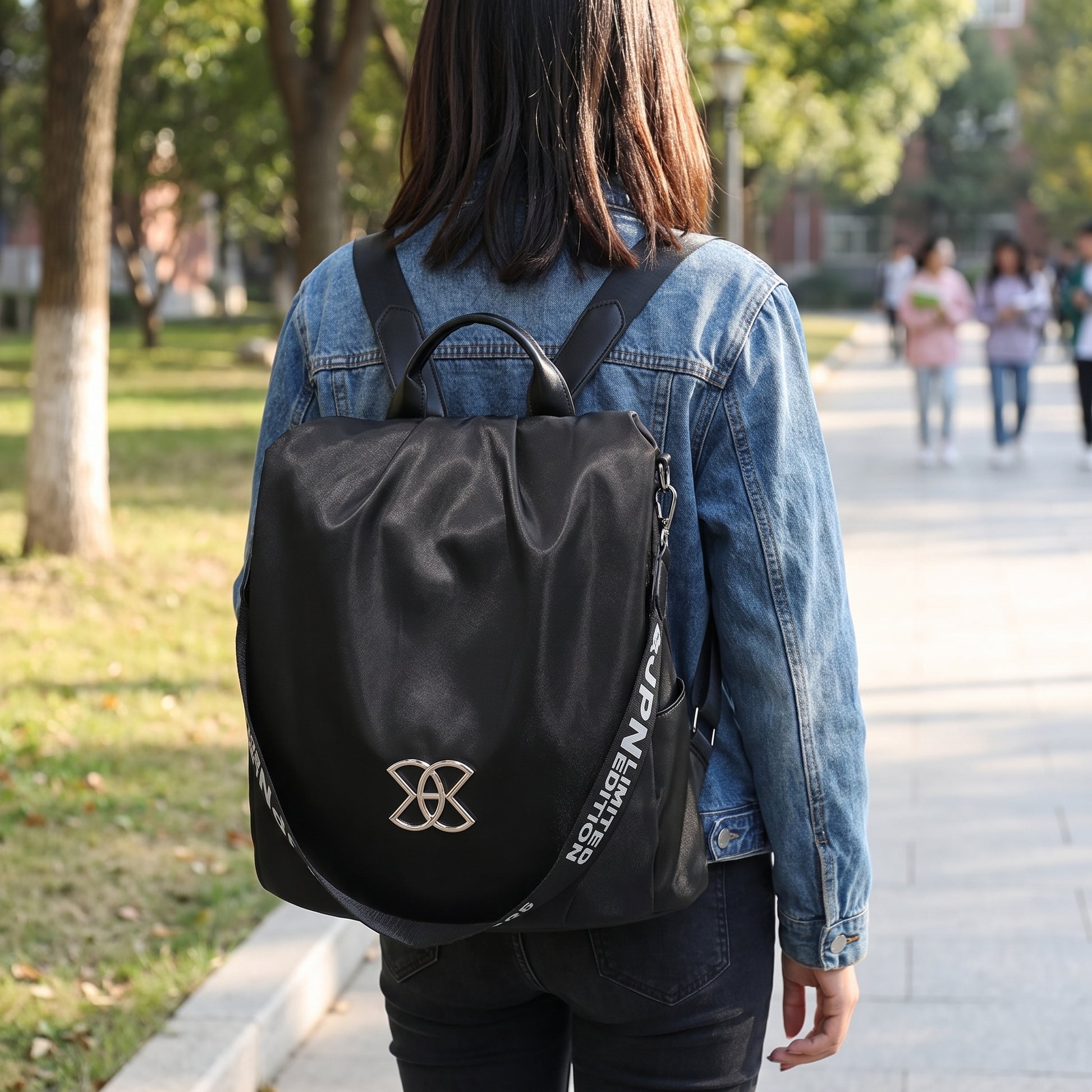 Backpack Anti-Theft Stylish Nylon Convertible - in-use