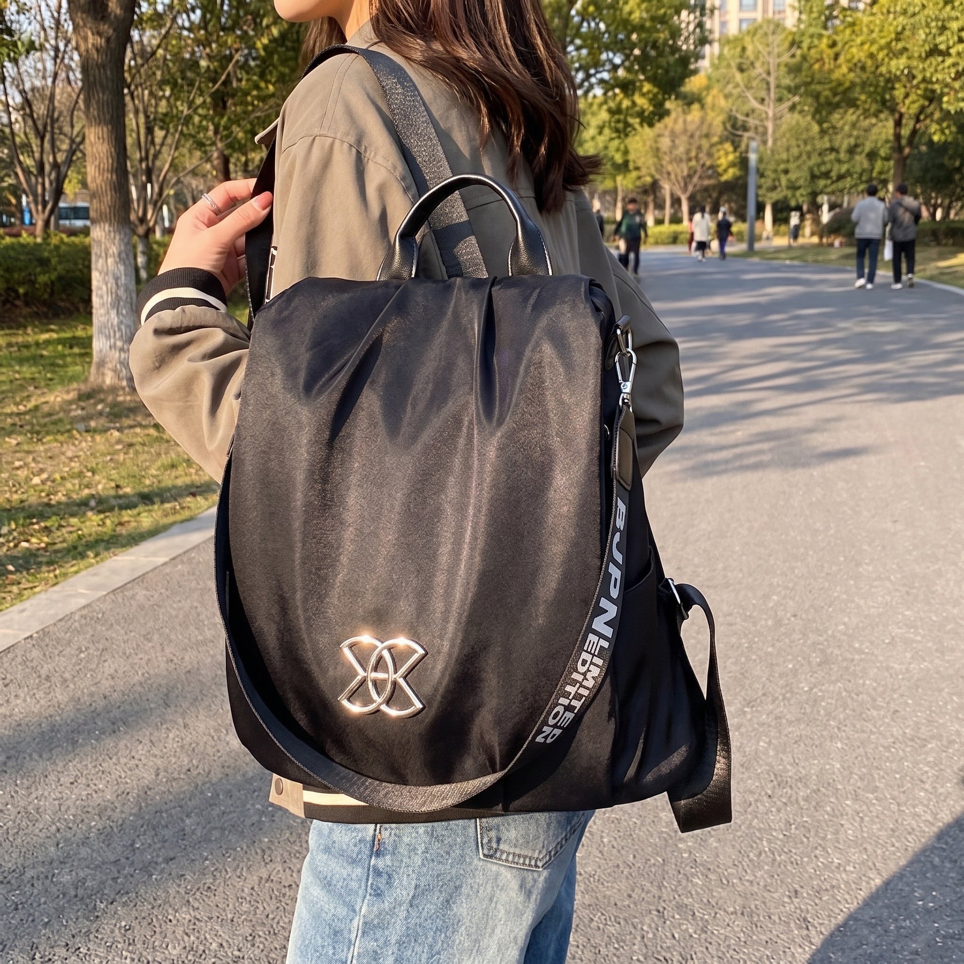 Backpack Anti-Theft Stylish Nylon Convertible - in-use
