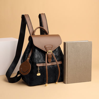 Backpack Stylish Drawstring Flap Faux Leather - scale