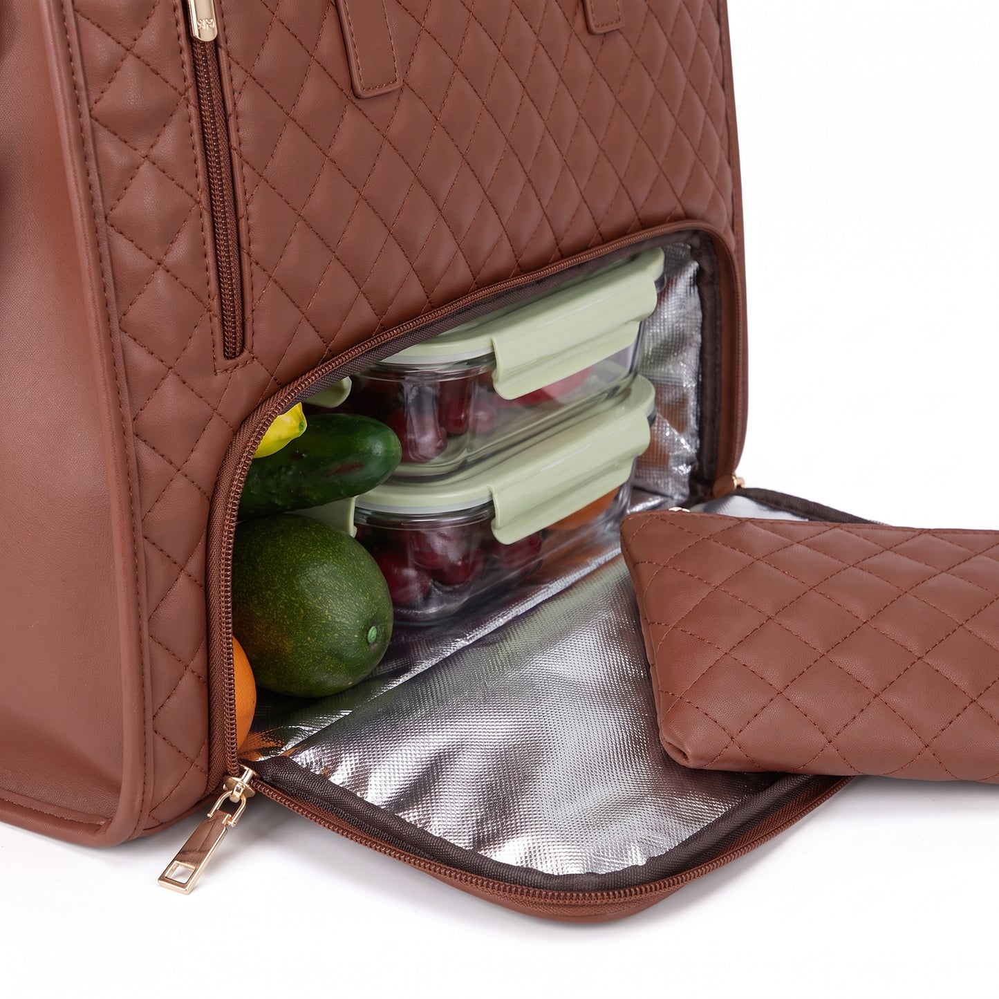 Lunch Bag Tote for Work Quilted Insulated Laptop - detail
