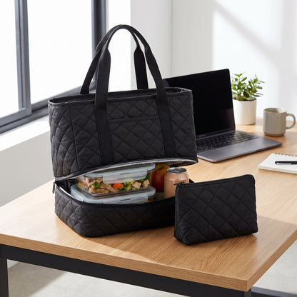 Lunch Bag Tote for Work Quilted Insulated Laptop - hero