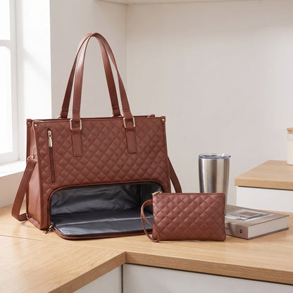Lunch Bag Tote for Work Quilted Insulated Laptop - scale