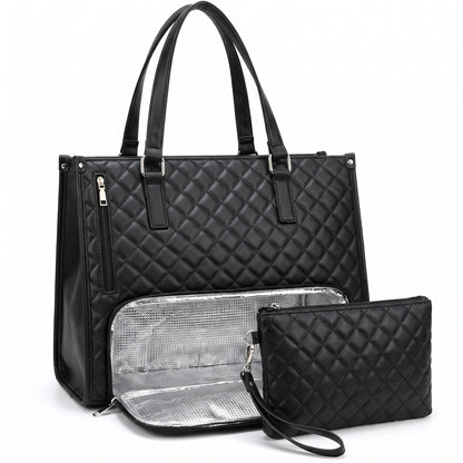 Lunch Bag Tote for Work Quilted Insulated Laptop - studio