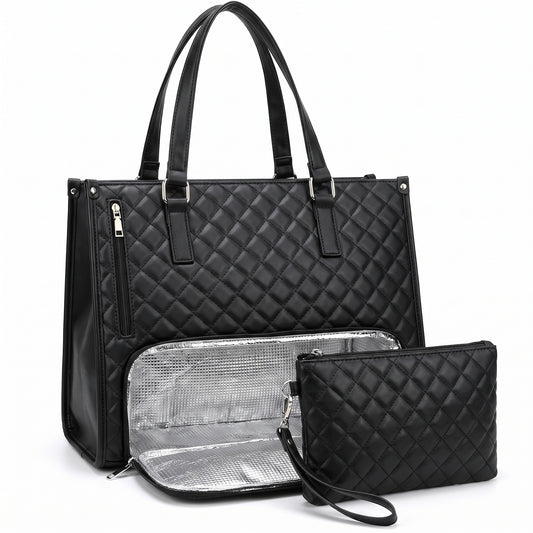 Lunch Bag Tote for Work Quilted Insulated Laptop - studio