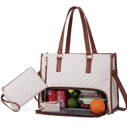 Lunch Bag Tote for Work Quilted Insulated Laptop - Image 6
