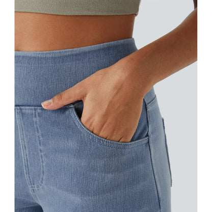 Women's Blue High Waisted Wide Leg Pants | Pull-On Style - Image 12