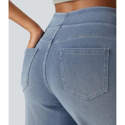 Women's Blue High Waisted Wide Leg Pants | Pull-On Style - Image 14