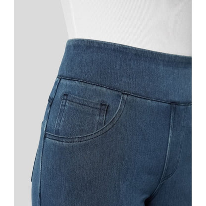 Women's Blue High Waisted Wide Leg Pants | Pull-On Style - Image 3