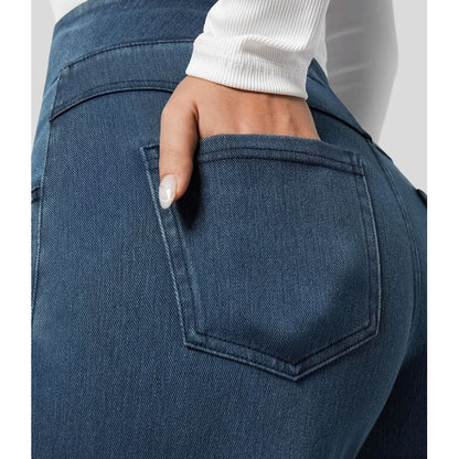 Women's Blue High Waisted Wide Leg Pants | Pull-On Style - Image 4