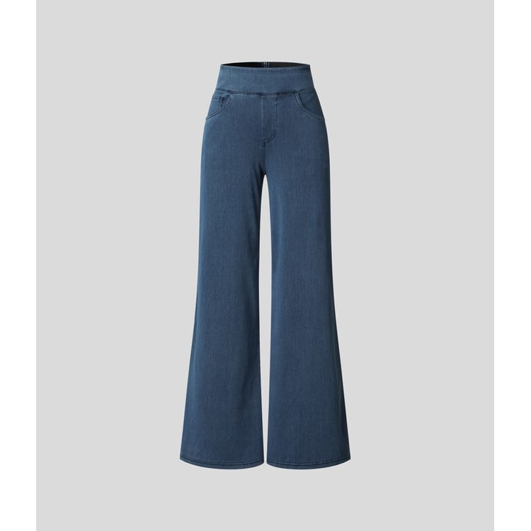 Women's Blue High Waisted Wide Leg Pants | Pull-On Style - Image 7