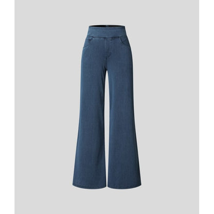 Women's Blue High Waisted Wide Leg Pants | Pull-On Style - Image 7