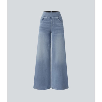 Women's Blue High Waisted Wide Leg Pants | Pull-On Style - Image 9