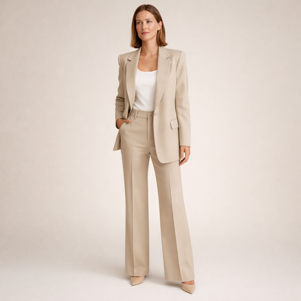 Women's Business Suit Pantsuit for Women Elegant Wide-Leg Trousers Set - Image 1