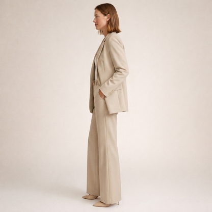 Women's Business Suit Pantsuit for Women Elegant Wide-Leg Trousers Set - Image 3