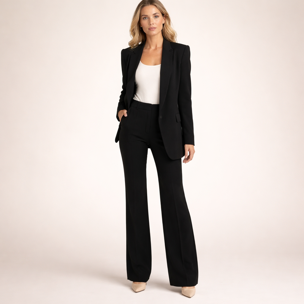 Women's Business Suit Pantsuit for Women Elegant Wide-Leg Trousers Set - Image 4