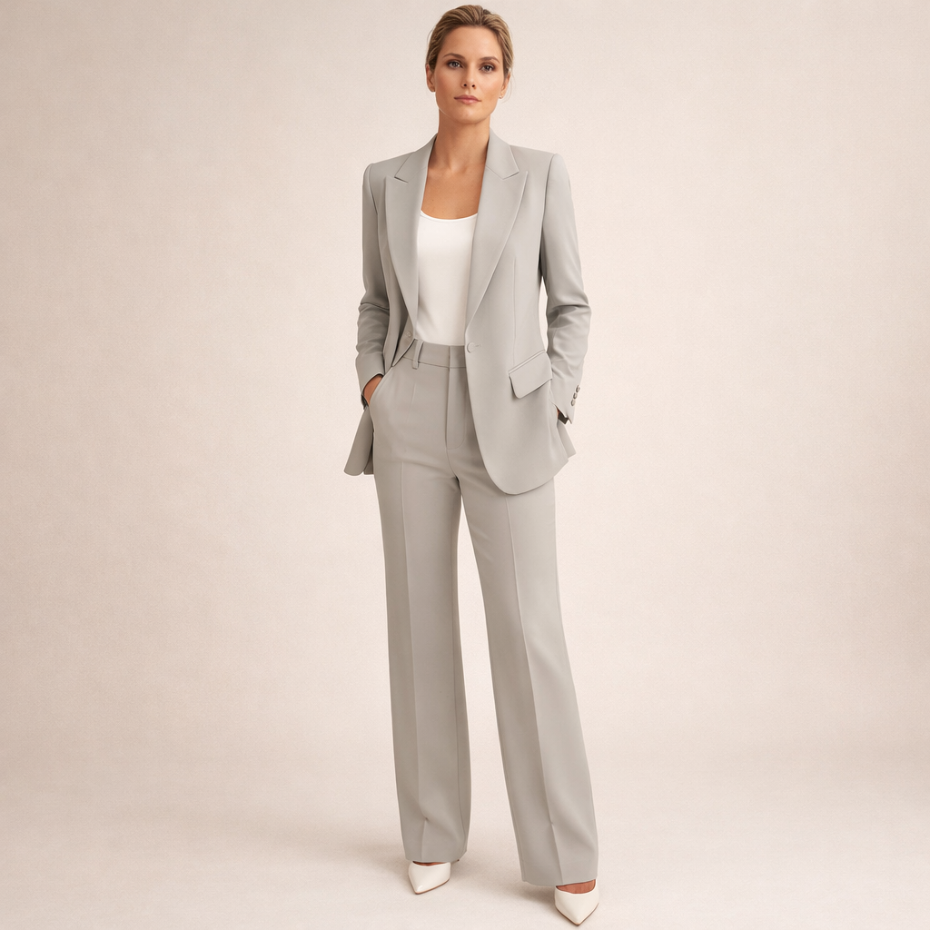 Women's Business Suit Pantsuit for Women Elegant Wide-Leg Trousers Set - Image 7