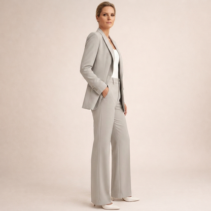 Women's Business Suit Pantsuit for Women Elegant Wide-Leg Trousers Set - Image 8