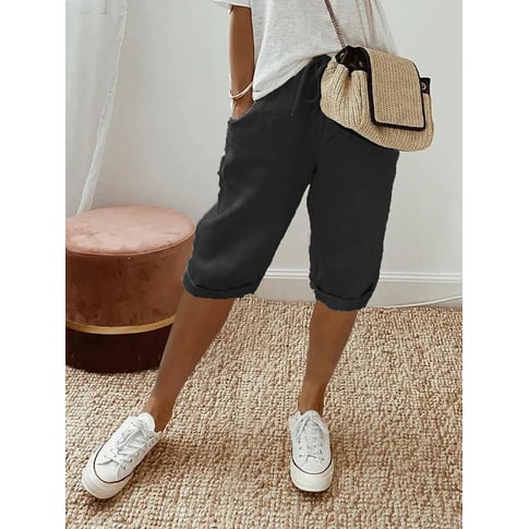 Women's Capri Pants Cuffed Elastic Waist Casual - Image 4