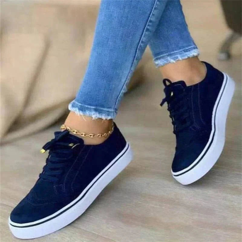 Women's Casual Brogue Detail Platform Lace-Up Trainer Shoes