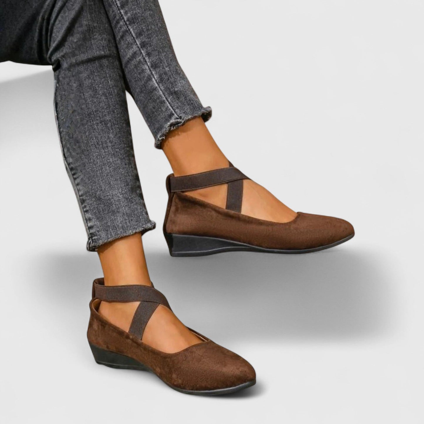 Women's Comfort Ballet Wedge Shoes with Ankle Strap