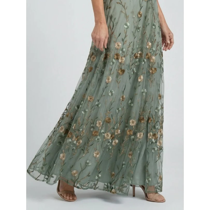 Women's Floral Maxi Dress V-Neck Short Sleeve | Spring Occasion Dress - Image 3