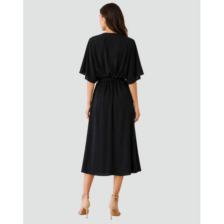 Women's Flowy Midi Dress | V-Neck Wrap Dress - Image 3