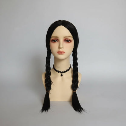 Women's Gothic Schoolgirl Halloween Costume With White Collar And Long Sleeves - Image 4