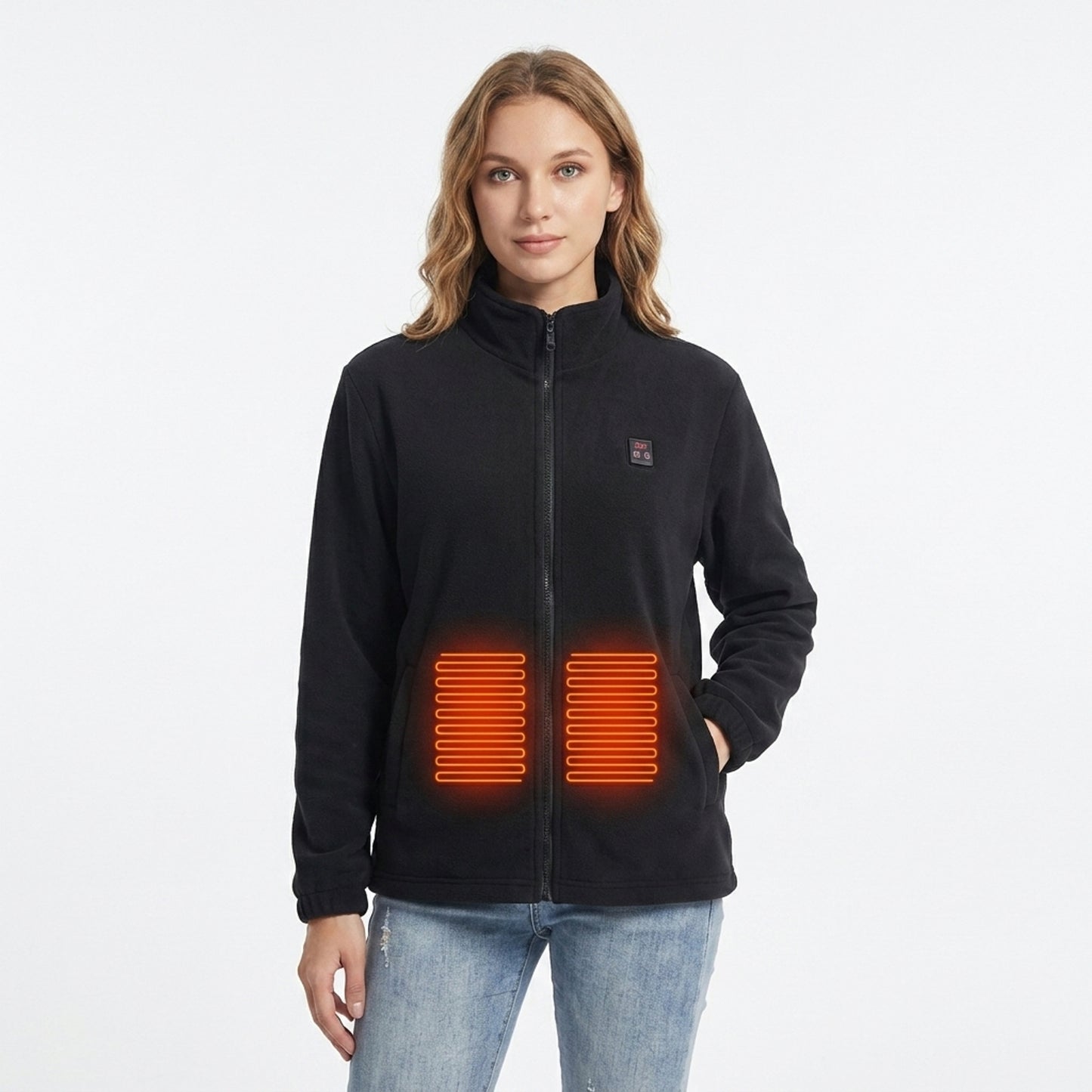 Women's Heated Fleece Jacket With USB Zip Front Stand Collar And Lightweight Warmth That Layers Easily Under Outerwear - Image 1