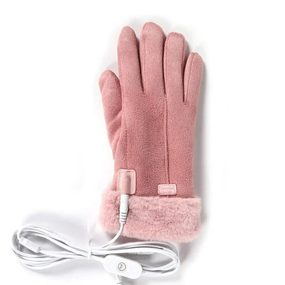 Women's Heated Gloves USB Electric With Faux Fur Cuffs And Thick Fleece Lining - Image 1