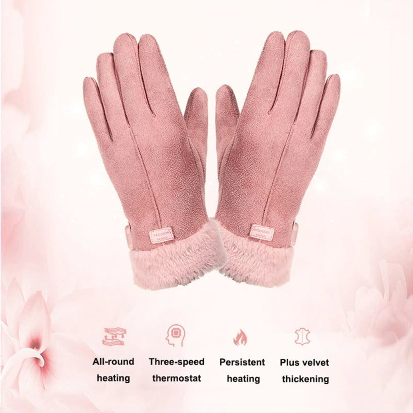 Women's Heated Gloves USB Electric With Faux Fur Cuffs And Thick Fleece Lining - Image 8