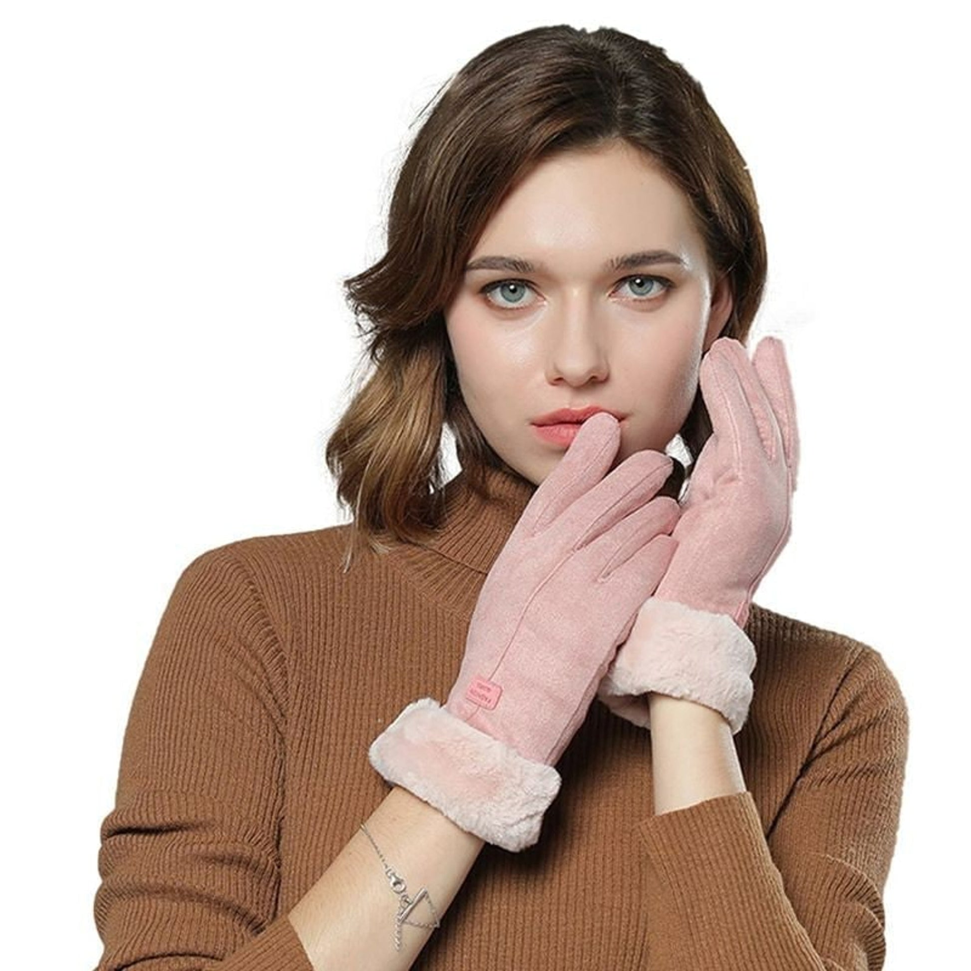 Women's Heated Gloves USB Electric With Faux Fur Cuffs And Thick Fleece Lining - Image 6
