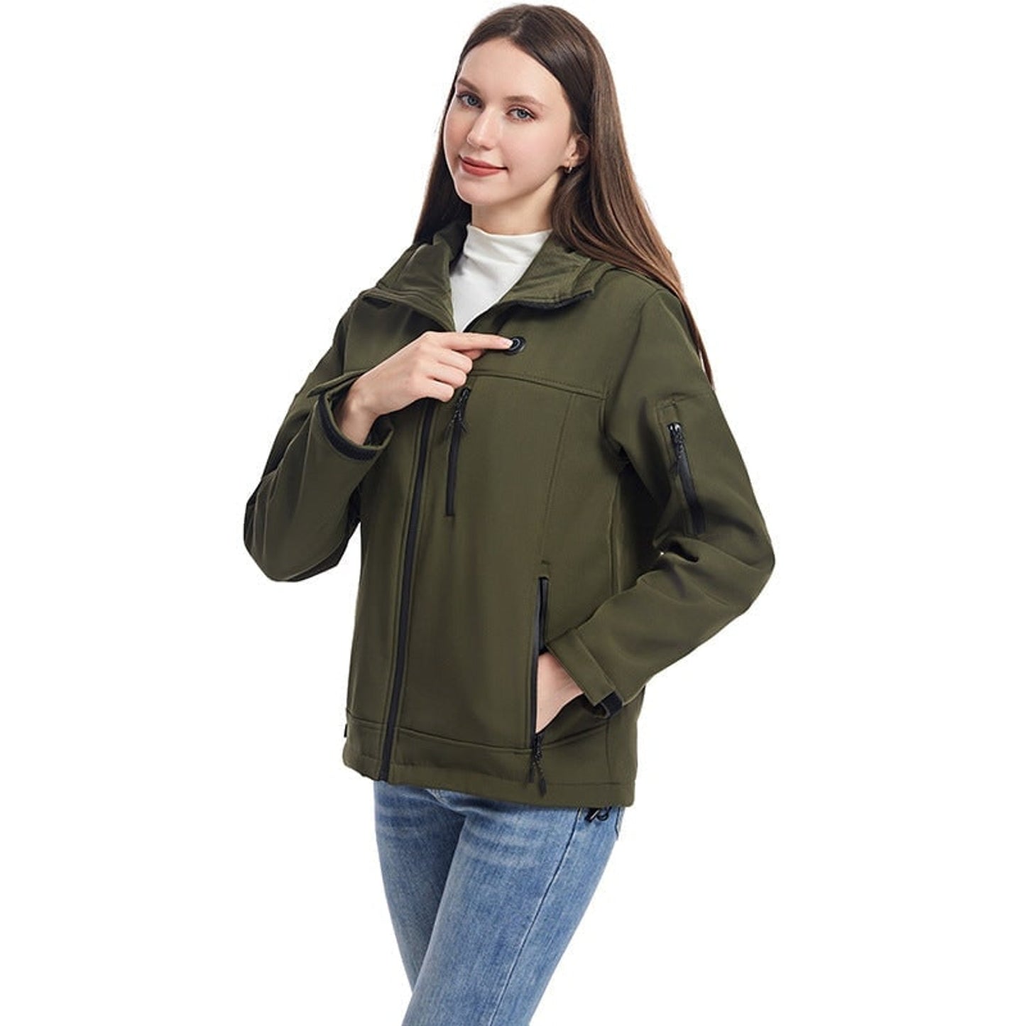 Women's Heated Jacket Full Zip Softshell With USB Power And Multiple Heating Zones - Image 8
