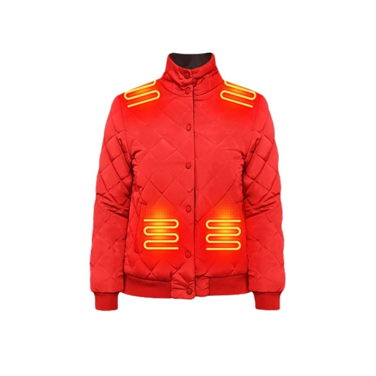Women's Heated Winter Jacket Electric Quilted Diamond Stitch Bomber With Stand Collar And 8 Heating Zones - Image 2