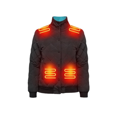 Women's Heated Winter Jacket Electric Quilted Diamond Stitch Bomber With Stand Collar And 8 Heating Zones - Image 5