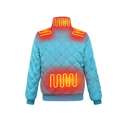 Women's Heated Winter Jacket Electric Quilted Diamond Stitch Bomber With Stand Collar And 8 Heating Zones - Image 9