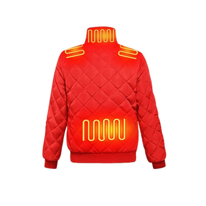 Women's Heated Winter Jacket Electric Quilted Diamond Stitch Bomber With Stand Collar And 8 Heating Zones - Image 3