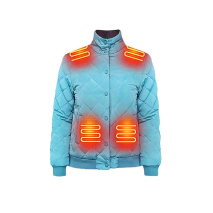 Women's Heated Winter Jacket Electric Quilted Diamond Stitch Bomber With Stand Collar And 8 Heating Zones - Image 8