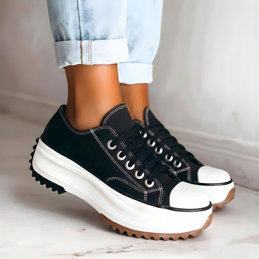 Women's High Platform Canvas Sneakers Classic Lace-Up Style
