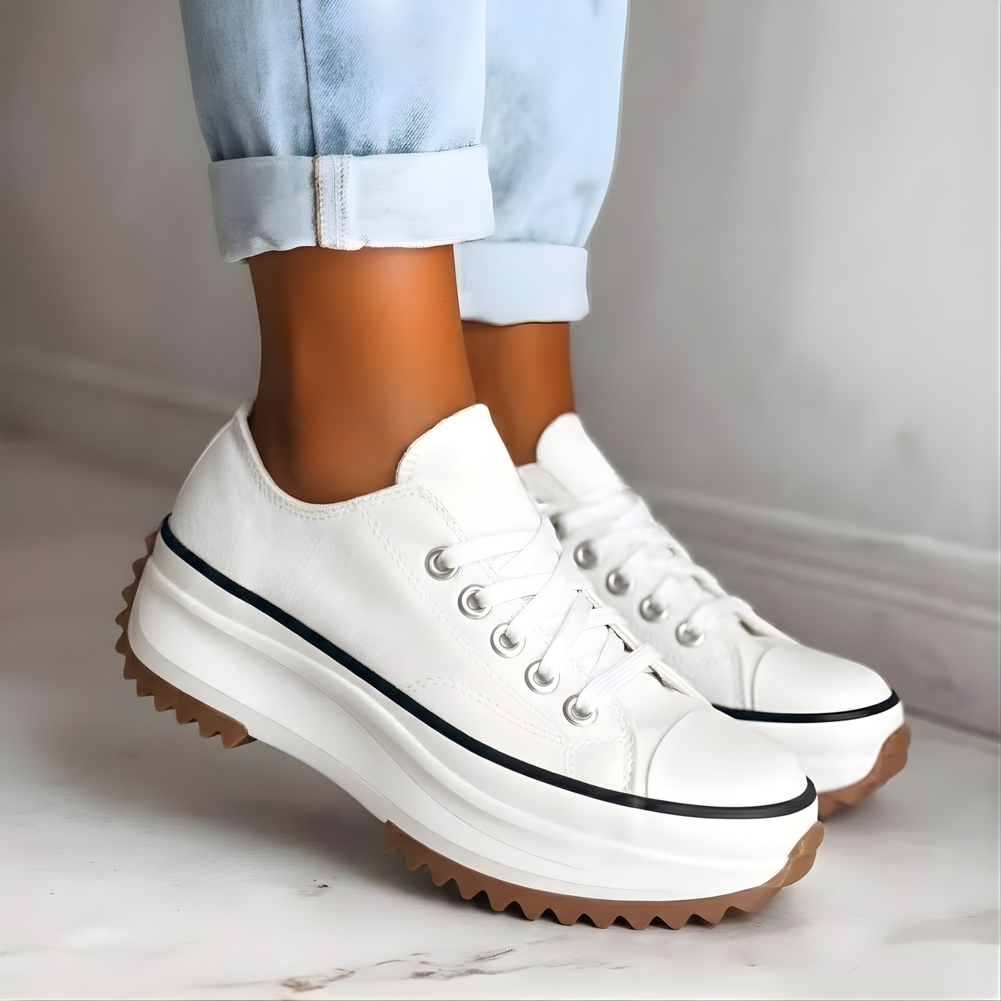 Women's High Platform Canvas Sneakers Classic Lace-Up Style